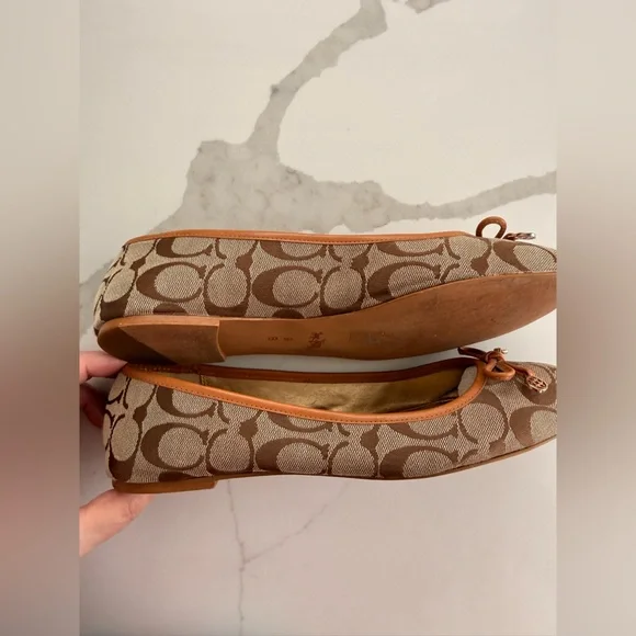 Coach Women's Brown Signature Ballet Flats-Size 9 - Picture 2 of 7